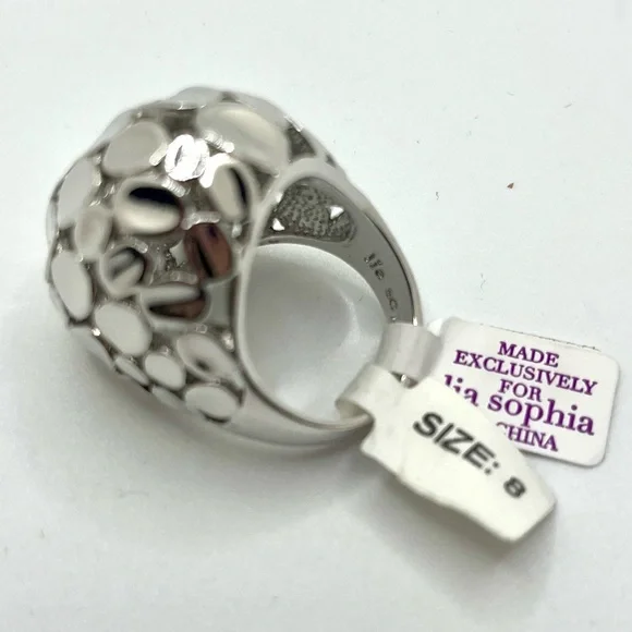 Lia Sophia Silver Tone Dome Ring Size 8 NWT Bold Statement - Picture 2 of 7